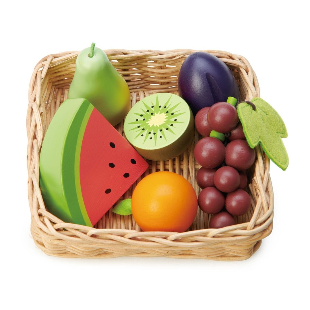 Goodtoys |Fruit in rieten mandje (7 | Speelgoed - Poppen & Rollenspel speelgoed