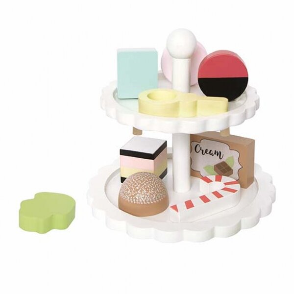 Houten etag&egrave;re met retrosnoepjes (10 delig)