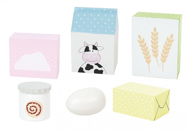 Houten speelset bakingredi&euml;nten (6 delig)