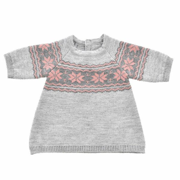 Gebreid poppenjurkje met patronen 45 cm