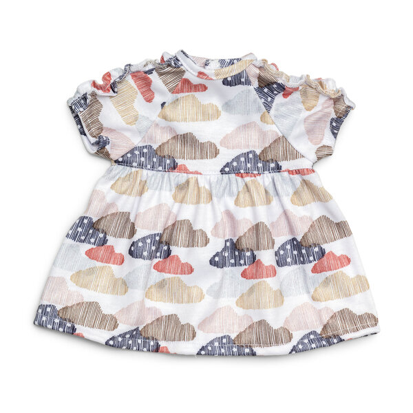 Poppenkleding jurk met wolkjes (36 cm)