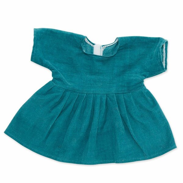 Corduroy jurk petrol voor ByAstrup knuffelpoppen