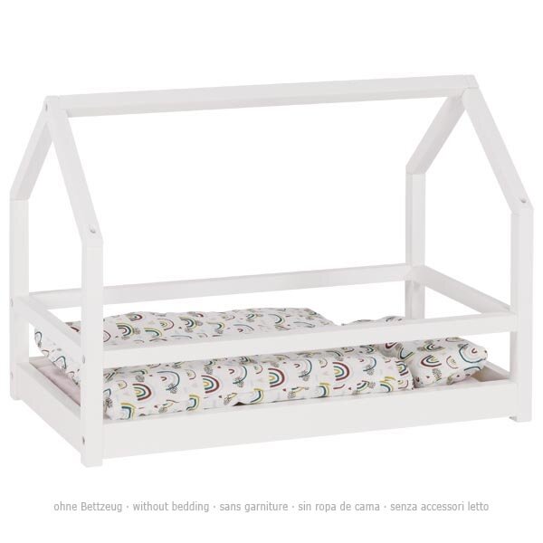 Poppenbed met geveltop in dakvorm zonder beddengoed