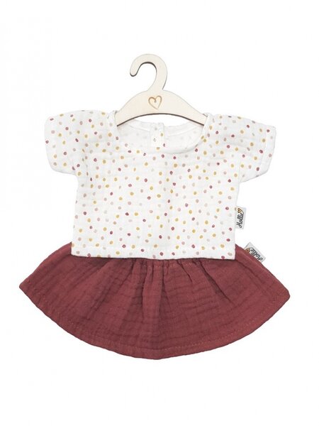 Poppenrok en -shirt blush sweet dots (34 cm)