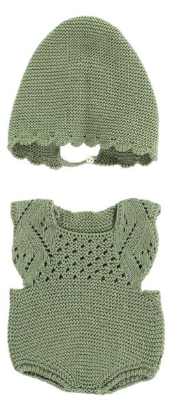 Gebreid pakje met mutsje voor poppen 40 cm
