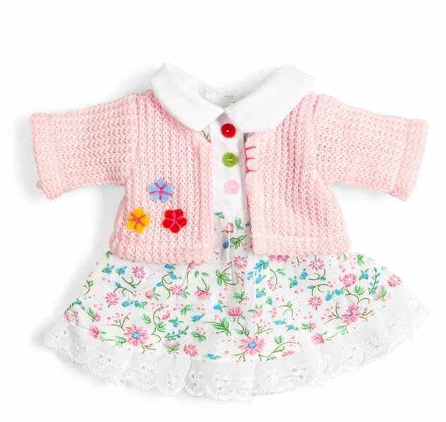 Kledingset 25 cm Roze Bloemen jurk met Cardigan&nbsp;Small