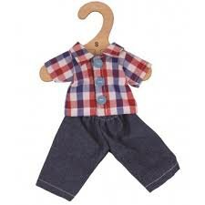 Kledingset 25 cm Geruite blouse met spijkerbroek Small