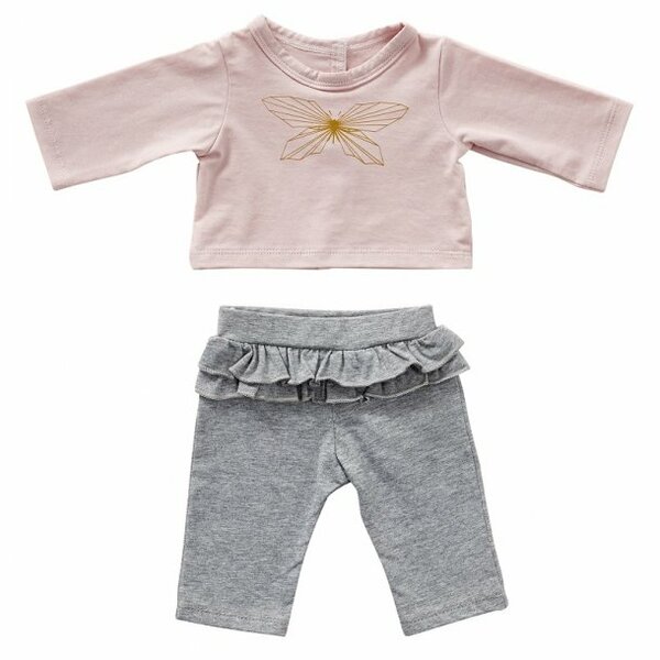 Grijs broekje met vlinder longsleeve shirt 45 cm