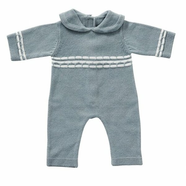 Gebreid babypakje blauw 35 cm