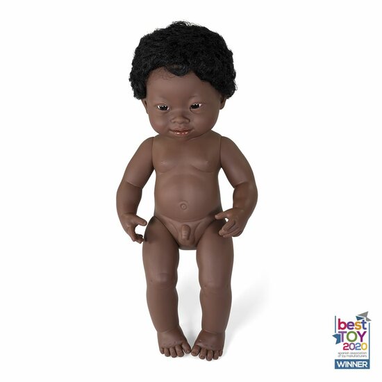 Naakte Afrikaans babyjongen met het syndroom van Down (38 cm)