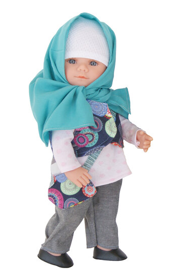 Modepop Amira met hoofddoek (34 cm)
