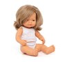 Blank babymeisje donkerblond lang haar (38 cm)
