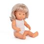 Blank babymeisje met het syndroom van Down en lange blonde haren (38 cm)