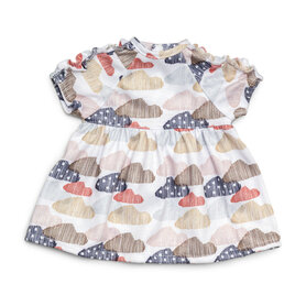 Poppenkleding jurk met wolkjes (36 cm)