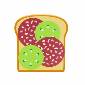 Houten belegde boterham met salami