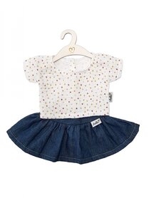Poppenrok en -shirt jeans sweet dots (34 cm)