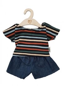 Poppen jeansbroekje en Shirt Stripes (34-cm)