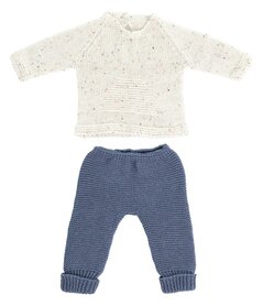 Gebreid broekje en shirtje met lange mouwen voor poppen 40 cm