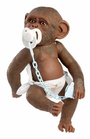 Reborn aapje Mono met luier en speen (blauw)