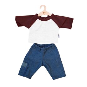 Poppenbroek jeans en Shirt bordeaux Robin (34-cm)