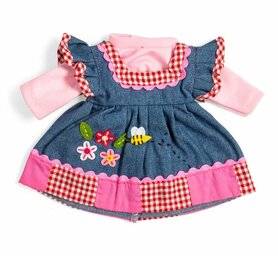Kledingset 30 cm Denim jurk met Roze bies Medium
