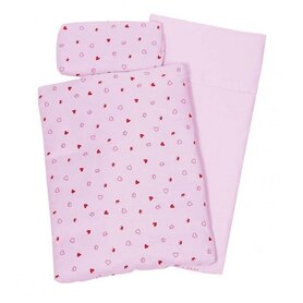 Poppenbeddengoed Roze hartjes (3 delig)