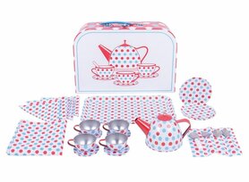 Gestippelde tinnen theeset