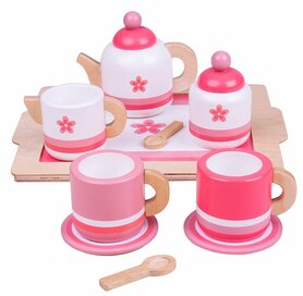 Thee servies met dienblad Roze