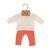 2 delige kledingset rood/wit gebreid voor poppen 38 cm