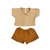 Poppenbroekje en Shirt Sam Caramel stripes (34-cm)
